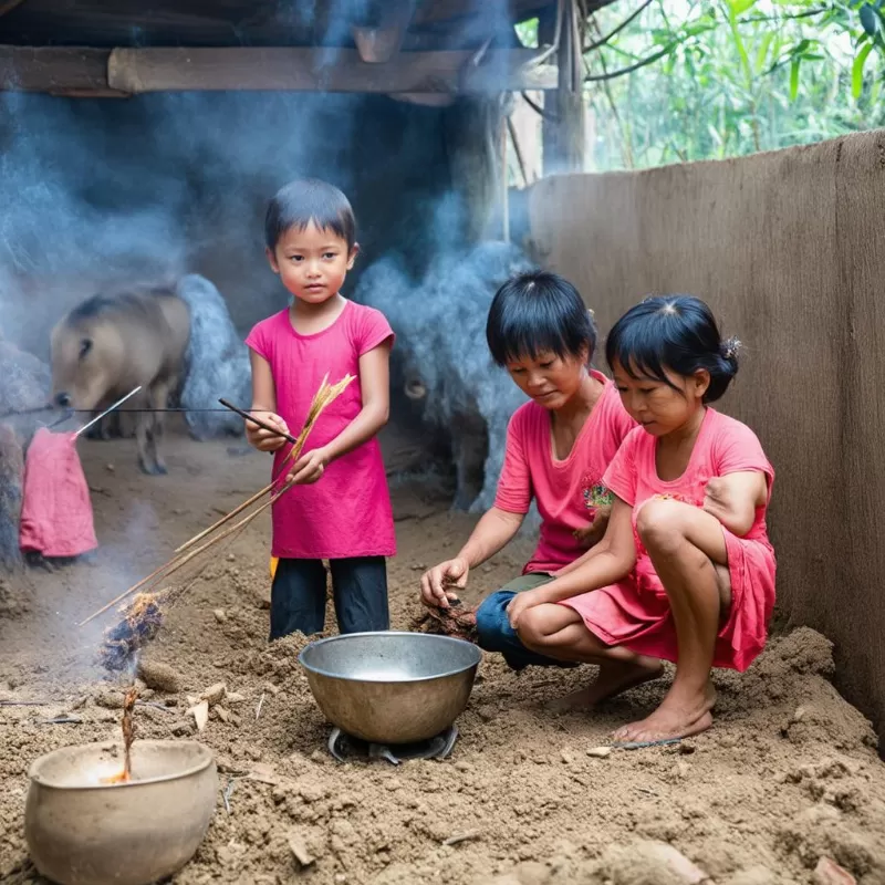 Gia đình làm lễ cúng chuồng heo