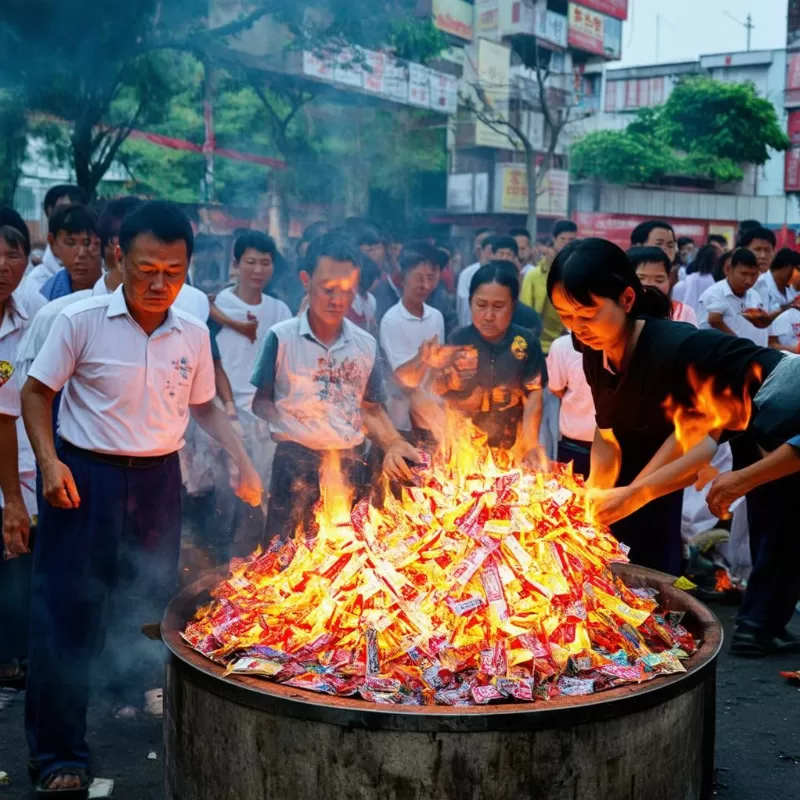 Người dân đốt vàng mã