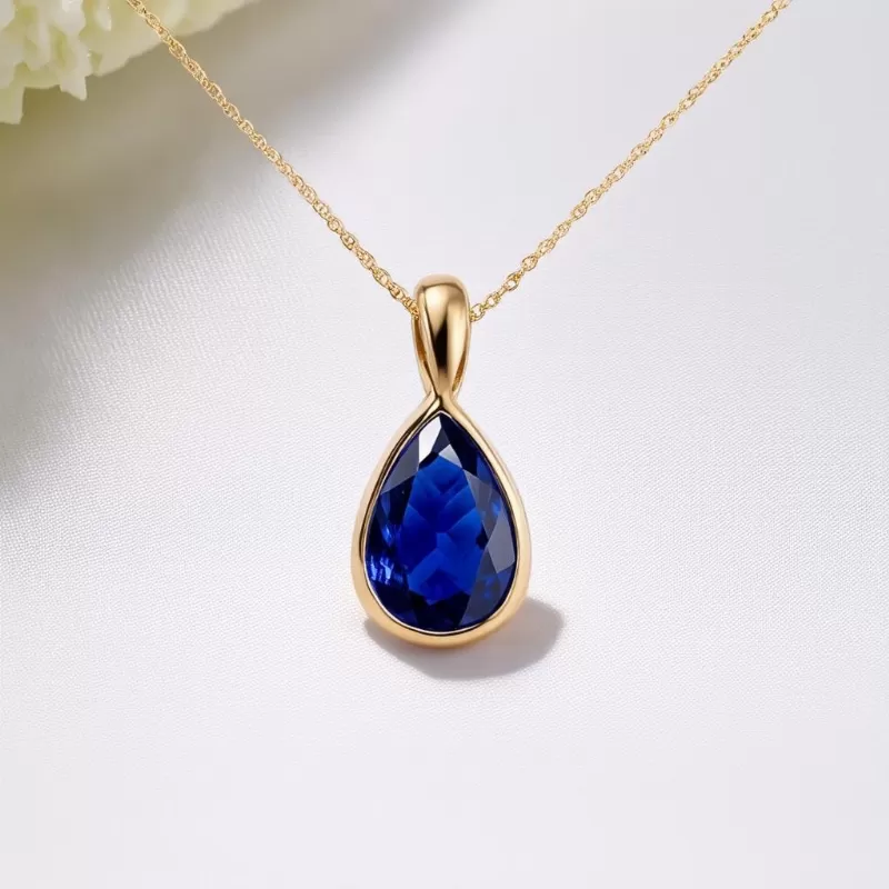 Mặt dây chuyền hình giọt nước đá Sapphire xanh dương