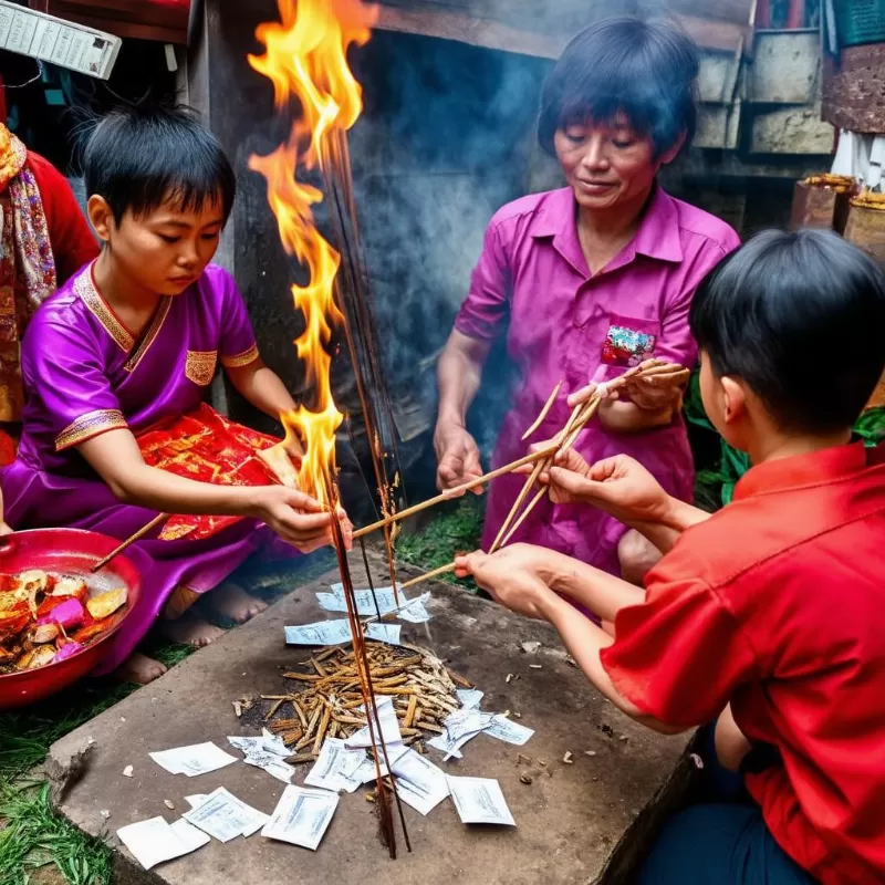 Gia đình đang làm lễ cúng thí thực